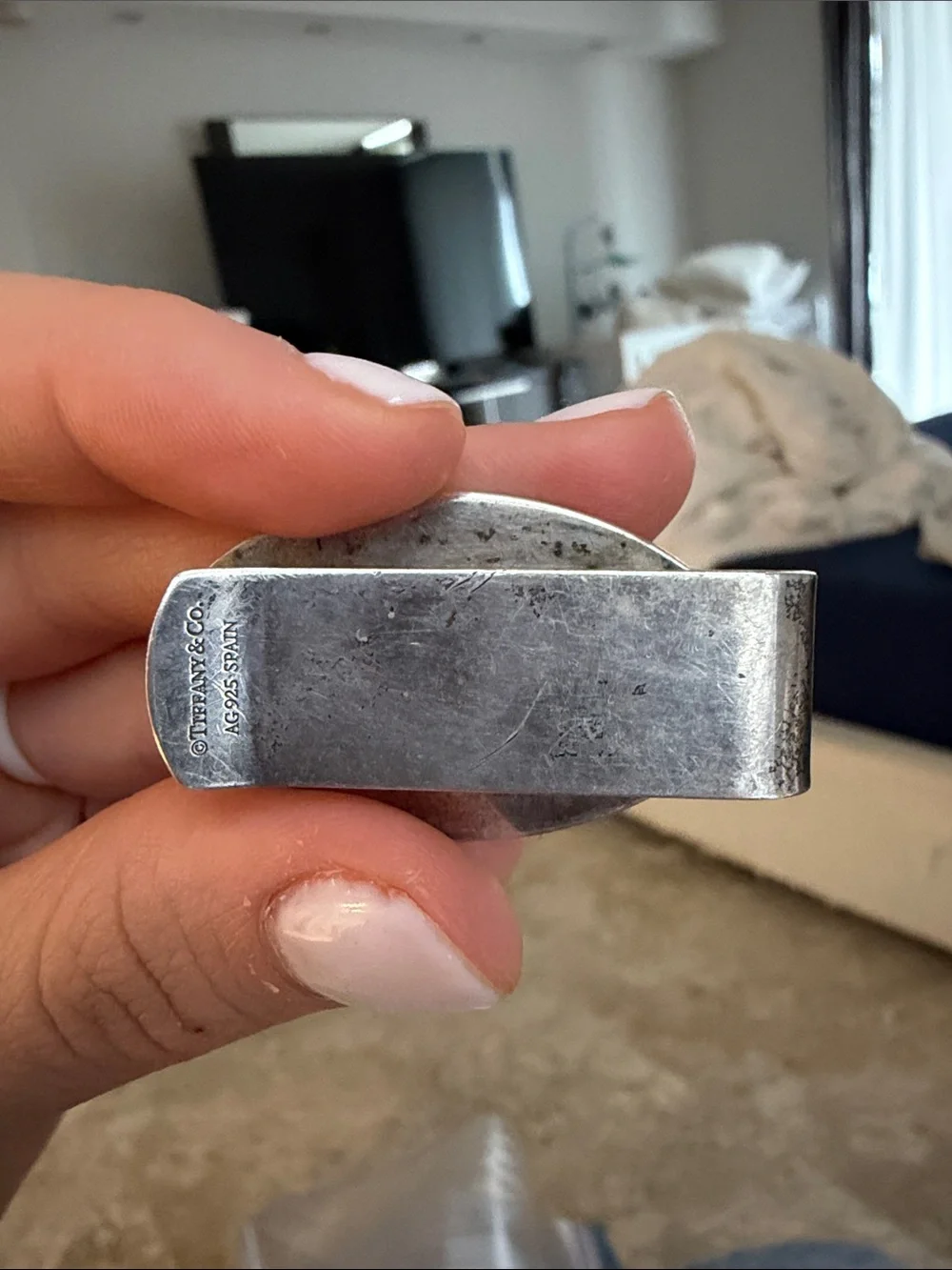Tiffany & Co. Sterling Silver Oval 'Please Return To' Money Clip - Silver